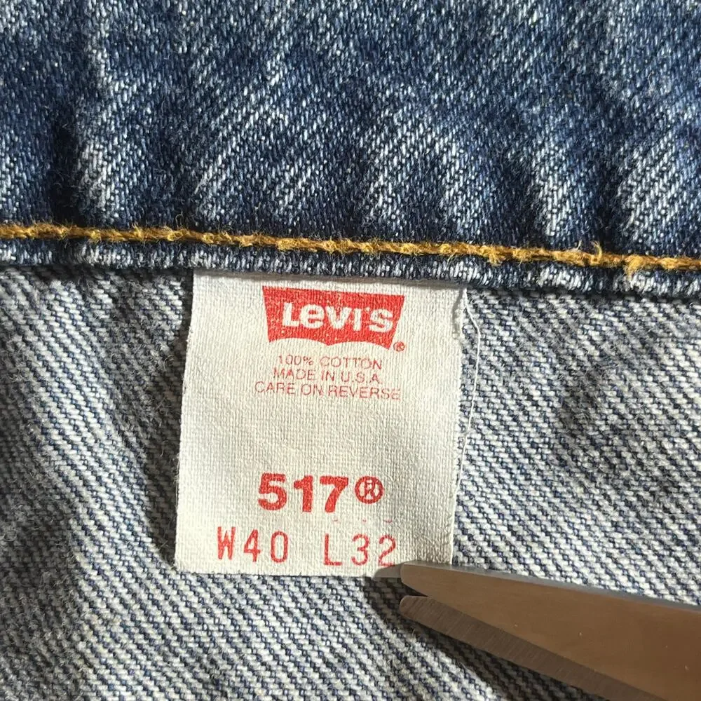 Vintage Levi's 517 Jeans Mens 40X32 Blue Dark Wash Orange Tab Denim 90s Straight